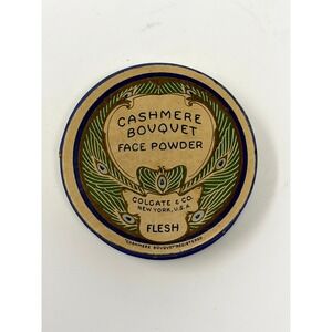 Vintage Colgate Cashmere Bouquet Face Powder Box Art Nouveau Peacock Design
